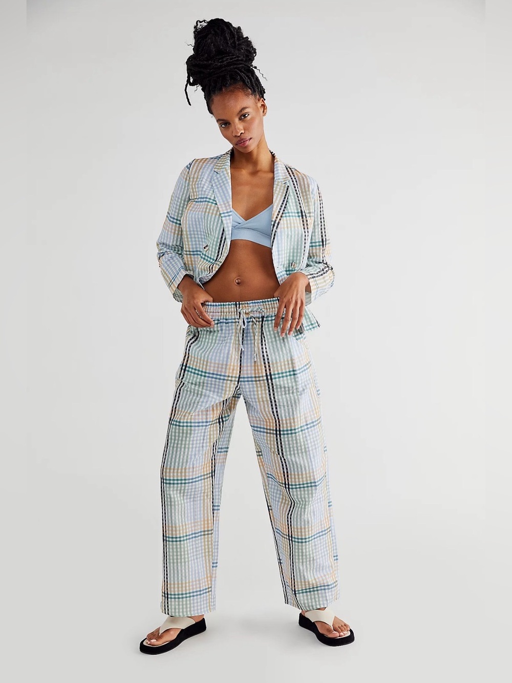Free People Little Lies Gracie Gingham Suit Size Small 2 pieces
